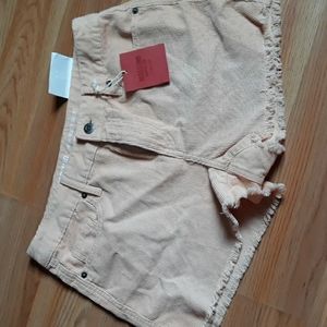 High waist raw hem corduroy shorts